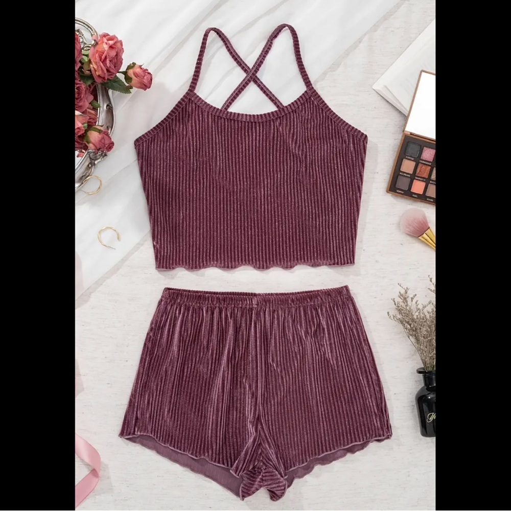 Muave, Soft Velvet, Cami, Pajama Set